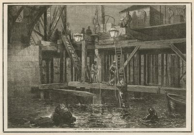 Os últimos vestígios da antiga ponte de Westminster de English School