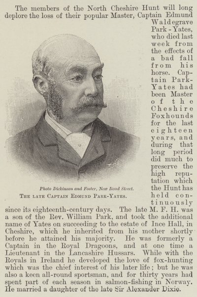 O falecido Capitão Edmund Park-Yates (gravura) de English School