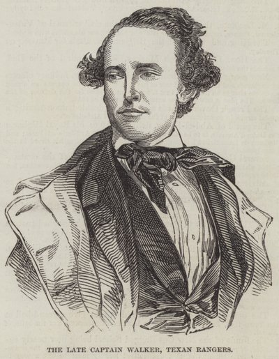 O falecido Capitão Walker, Texan Rangers (gravura) de English School