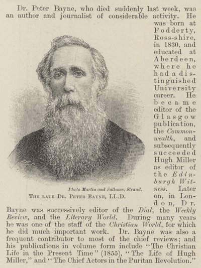 O falecido Dr. Peter Bayne, LLD (gravura) de English School