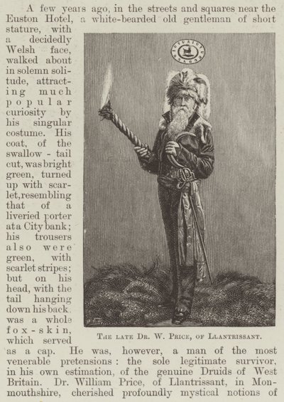 O falecido Dr. W Price, de Llantrissant (gravura) de English School