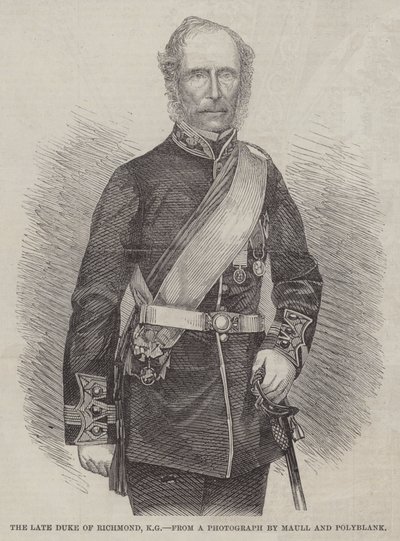 O falecido Duque de Richmond, KG (gravura) de English School
