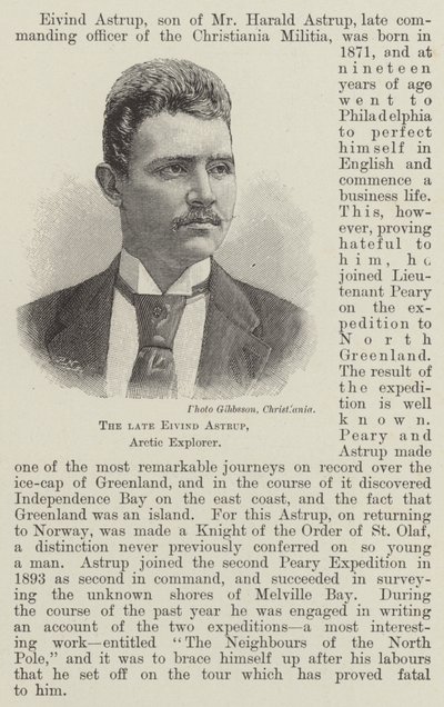 O falecido Eivind Astrup, Arctic Explorer (gravura) de English School