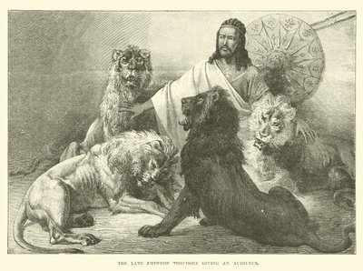 O falecido imperador Theodore dando uma audiência de English School