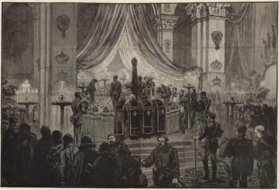 O falecido imperador de mentir em estado na Igreja de São Pedro e São Paulo de English School