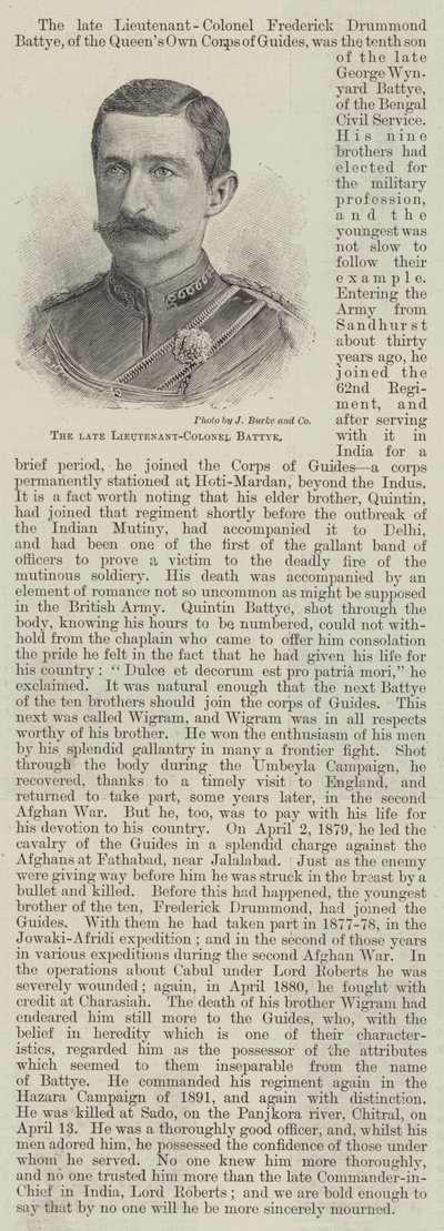 O falecido Tenente-Coronel Battye (gravura) de English School