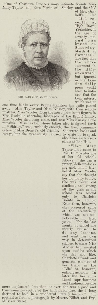 A falecida Miss Mary Taylor (gravura) de English School