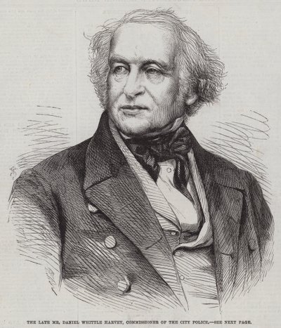 O falecido Sr. Daniel Whittle Harvey, Comissário da Polícia Municipal (gravura) de English School