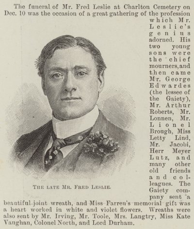 O falecido Sr. Fred Leslie (gravura) de English School