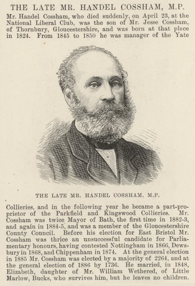O falecido Sr. Handel Cossham, deputado (gravura) de English School