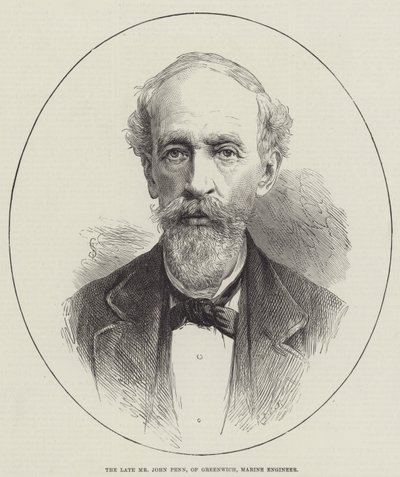 O falecido Sr. John Penn, de Greenwich, Engenheiro Marinho (gravura) de English School