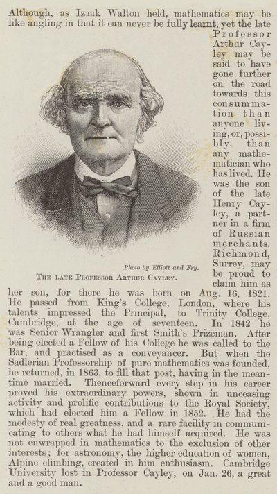 O falecido Professor Arthur Cayley (gravura) de English School