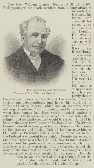 O falecido Reverendo William Rogers (gravura) de English School