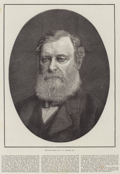 O falecido W E Forster, Deputado (gravura) de English School