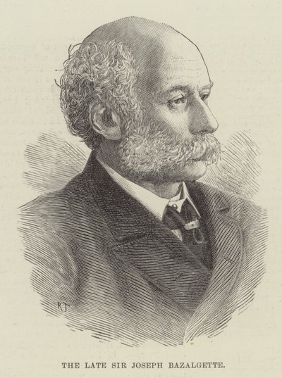 O falecido Sir Joseph Bazalgette (gravura) de English School