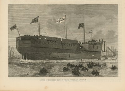 O lançamento da fragata alemã ironclad Deutschland de English School