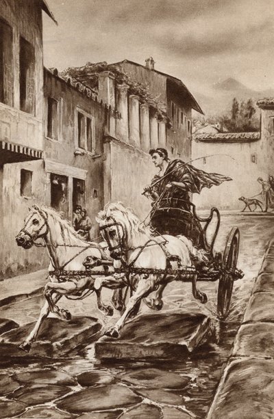 A vida de uma rua em Pompeia nos grandes dias antes do desaparecimento da cidade (cor litho) de English School