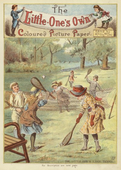 O tênis de gramado dos pequenos (chromolitho) de English School