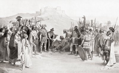 O encontro de Aníbal com os Ceutrones, uma tribo celta da antiga Gália, durante a sua travessia dos Alpes em 218 a.C., de Hutchinson