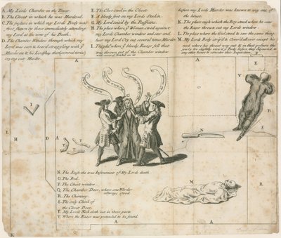 O assassinato do Conde de Essex na Torre de Londres em 1683 (gravura) de English School