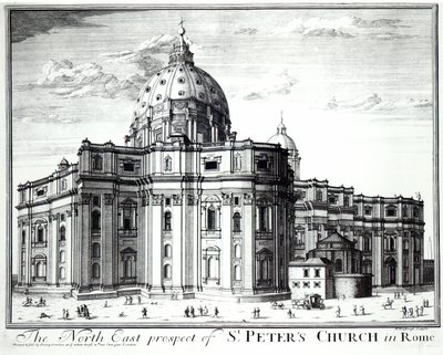 A perspectiva do nordeste da Igreja de São Pedro, Roma, gravada por H. Hulfbergh de English School