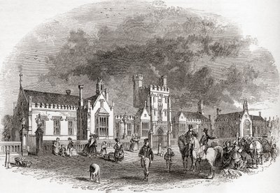 A antiga escola de Bedford, reconstruída no final do século XIX, de Old England: A Pictorial Museum, pub. 1847 de English School