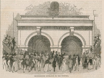 A abertura do Thames Tunnel; Rotherhithe entrace para o túnel de English School