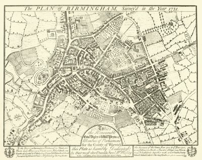 O plano de Birmingham, pesquisado no ano de 1731 de English School
