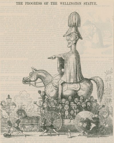O progresso da estátua de Wellington, cartoon de English School