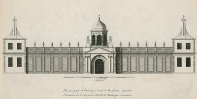 A perspectiva de Montague House para a rua, Londres de English School