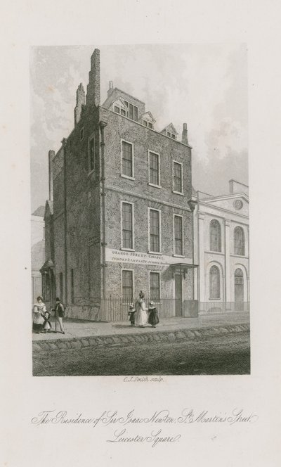 A residência de Sir Isaac Newton, a St Martins Street, a Leicester Square London de English School