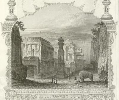A, rocha, corte, templo, de, kailah, ellora, índia de English School