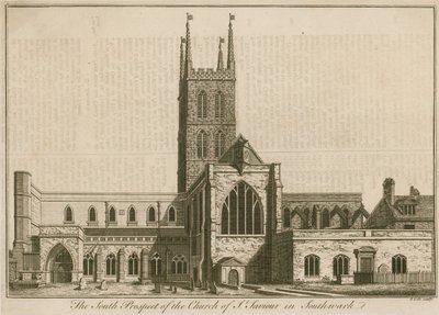 A perspectiva sul de St Saviours, Southwark, Londres de English School