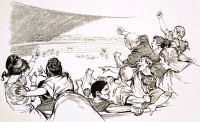 O espectáculo da arena gladiatorial da Roma antiga (guache no papel) de English School