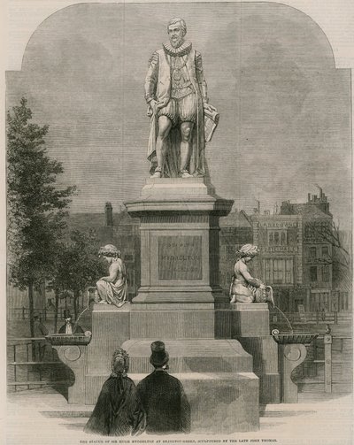 A estátua de Sir Hugh Myddleton em Islington Green, esculpida pelo falecido John Thomas (gravura) de English School