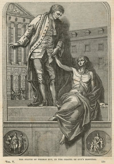 A, estátua, de, thomas, sujeito, em, a, capela, de, Guys, hospitalar de English School
