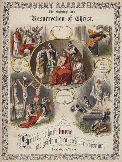 Os sofrimentos e a ressurreição de Cristo (gravura colorida) de English School