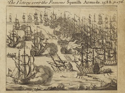 A vitória sobre a famosa armada espanhola, 1588 de English School