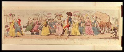 As mulheres de Les Halles tendo Louis XVI (1754-93) de Versailles, publicado por SW Fores, 1789 (gravura à mão) de English School