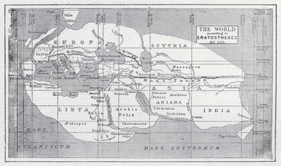 O mundo de acordo com Eratóstenes, BC 220 (litho) de English School