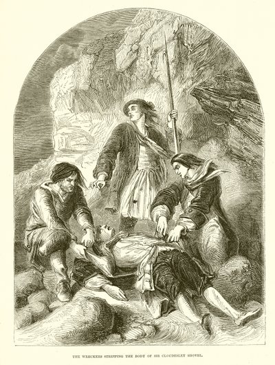Os destruidores despojando o corpo de Sir Cloudesley Shovell de English School