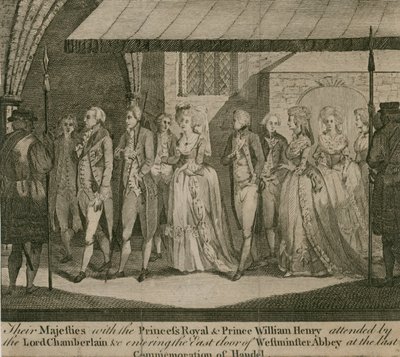 Suas Majestades com a Princesa Real e o Príncipe William Henry de English School