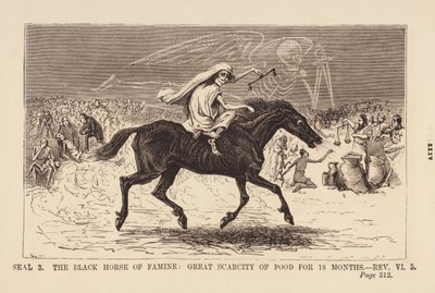 Terceiro selo, cavalo negro da fome (gravura) de English School