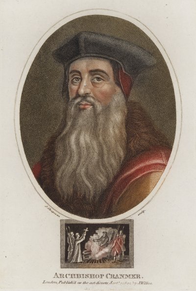 Thomas Cranmer, Arcebispo de Canterbury (gravura a cores) de English School