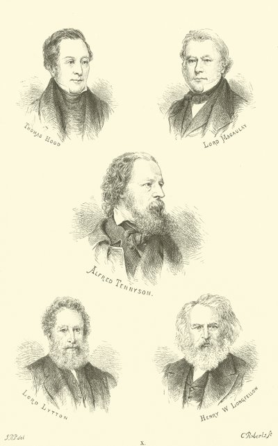 Thomas Hood, Lorde Macaulay, Alfred Tennyson, Lorde Lytton, Henry W Longfellow de English School