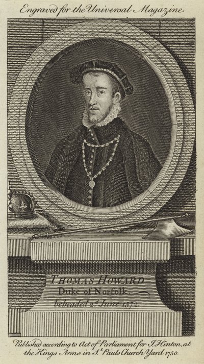 Thomas Howard, Duque de Norfolk, decapitado em 2 de junho de 1572 de English School