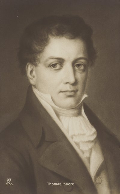 Thomas Moore (1779-1852), poeta, cantor e animador irlandês (litografia) de English School