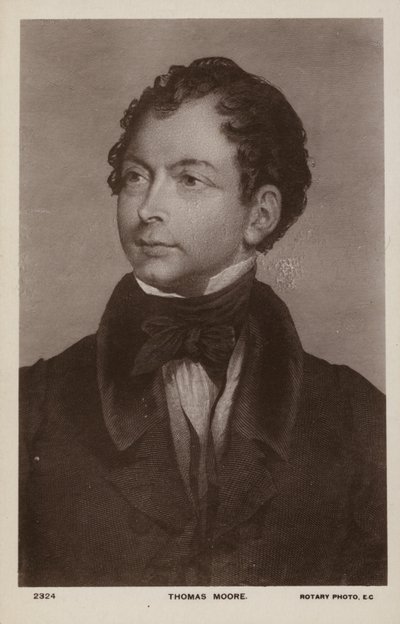 Thomas Moore (1779-1852), poeta, cantor e animador irlandês (litografia) de English School