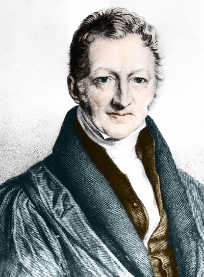Thomas Robert Malthus (gravura colorida) de English School