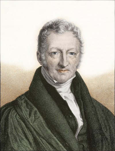 Thomas Robert Malthus (gravura colorida) de English School